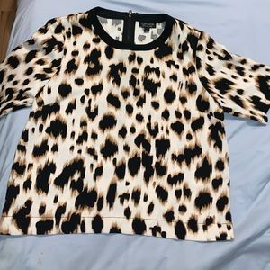 Top Shop Cropped Leopard Print Top